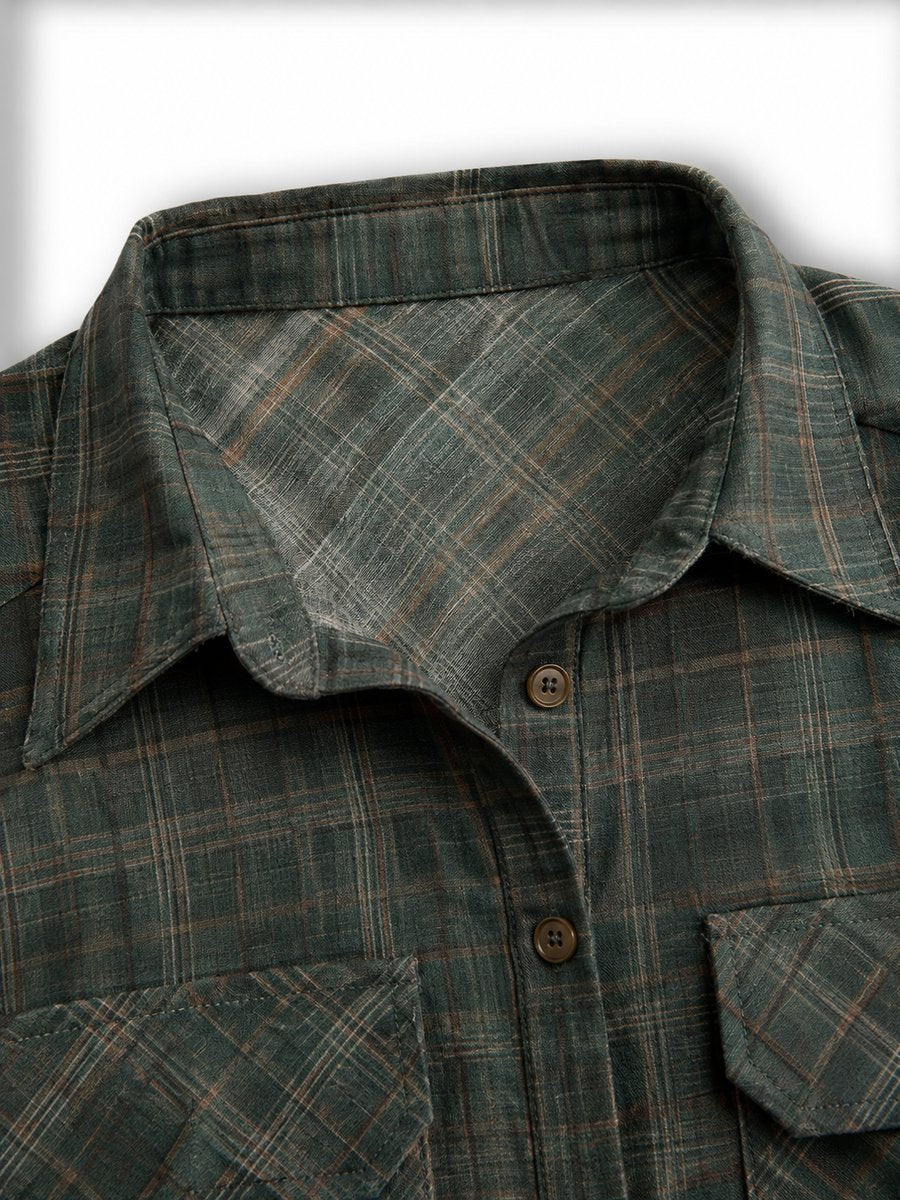 Grace | Women's Plaid Flannel Long Sleeve Maxi Shirtdress