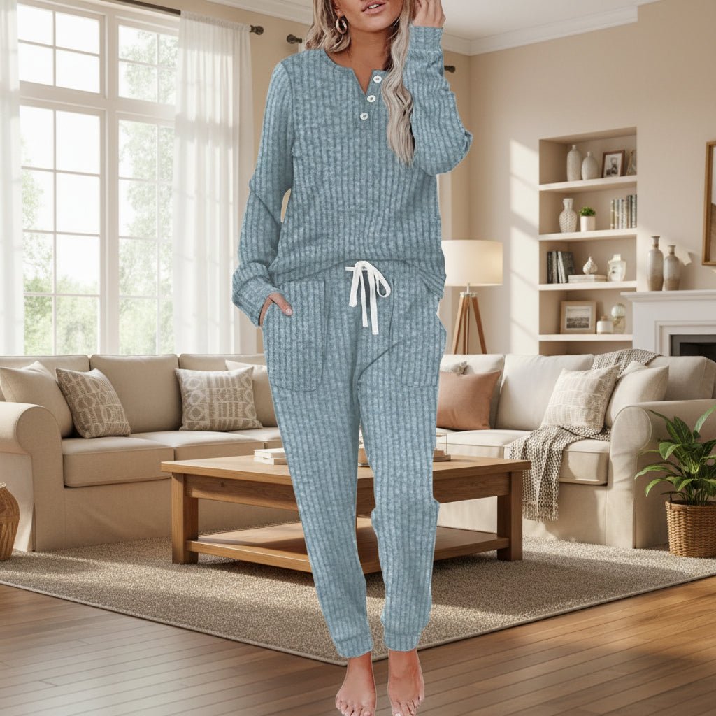 Elowen | Women's Ribbed Button-Neck Loungewear Set