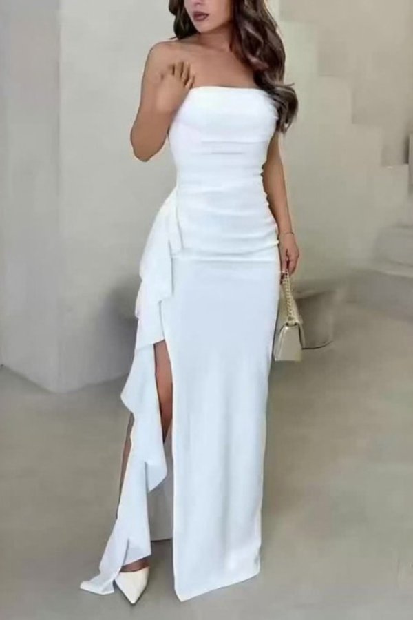 Freya | Women's Satin Strapless Wrap Maxi Dress