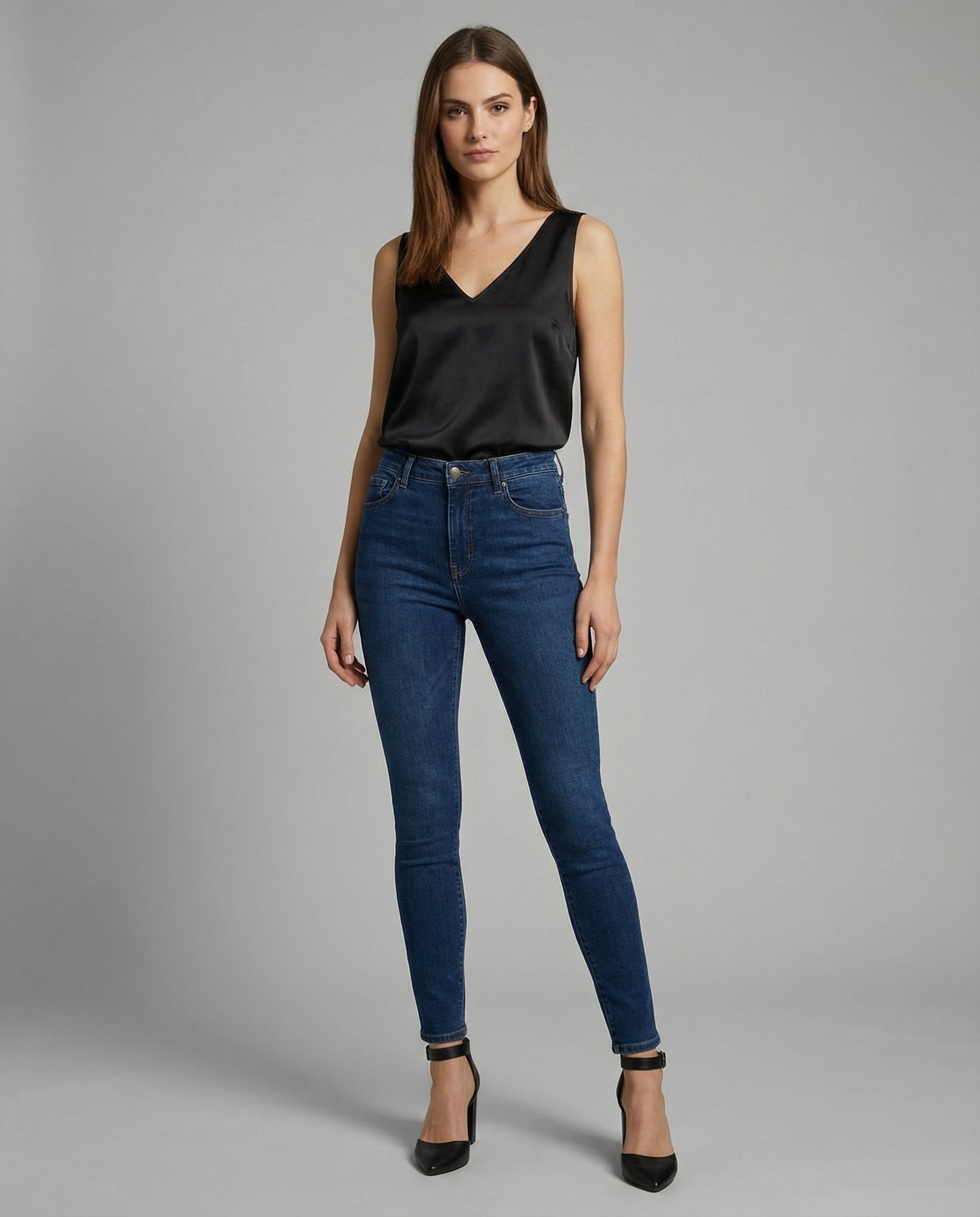 Freya | Women's Satin V-Neck Wide-Strap Camisole Top
