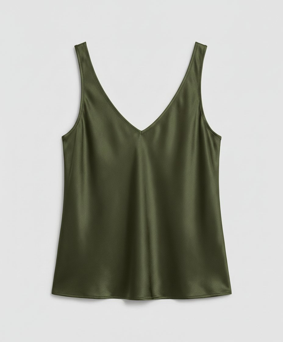 Freya | Women's Satin V-Neck Wide-Strap Camisole Top