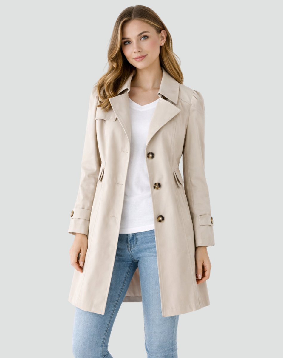 Freya | Women's Tailored Mid-Length Double-Breasted Trench Coat