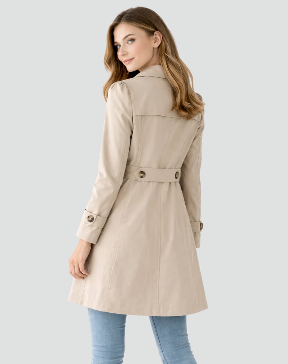 Freya | Women's Tailored Mid-Length Double-Breasted Trench Coat