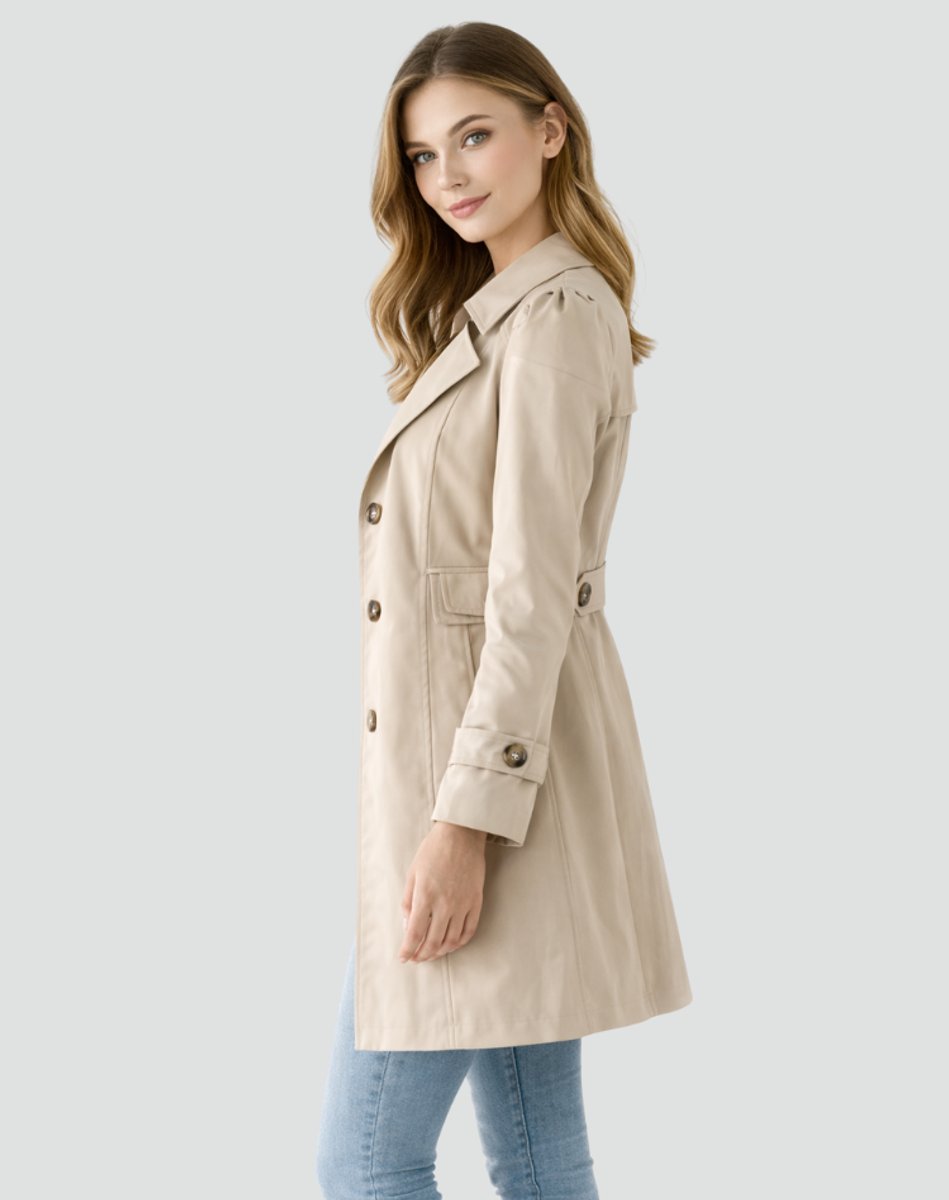 Freya | Women's Tailored Mid-Length Double-Breasted Trench Coat