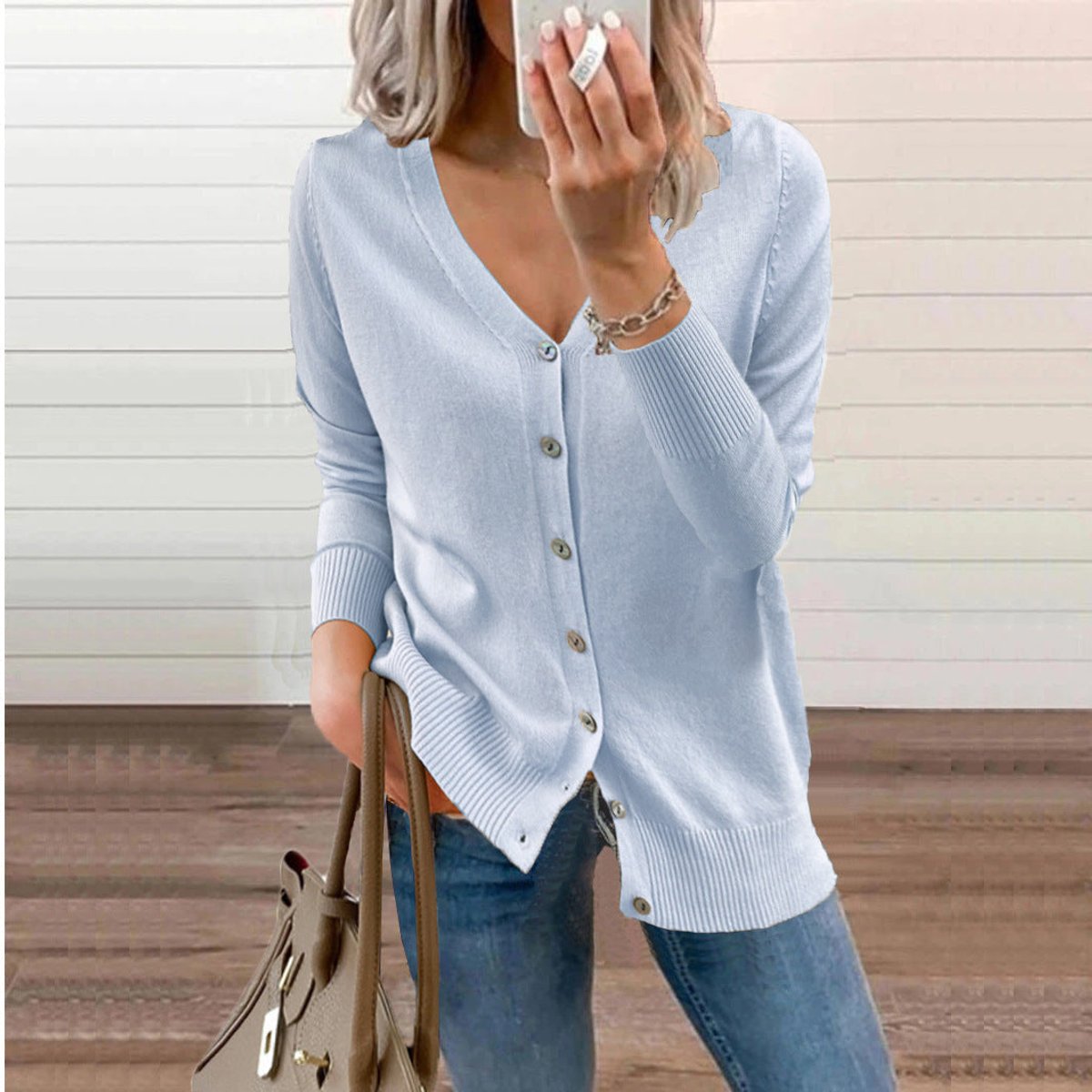 Sienna | Women's V-Neck Button-Front Knit Cardigan