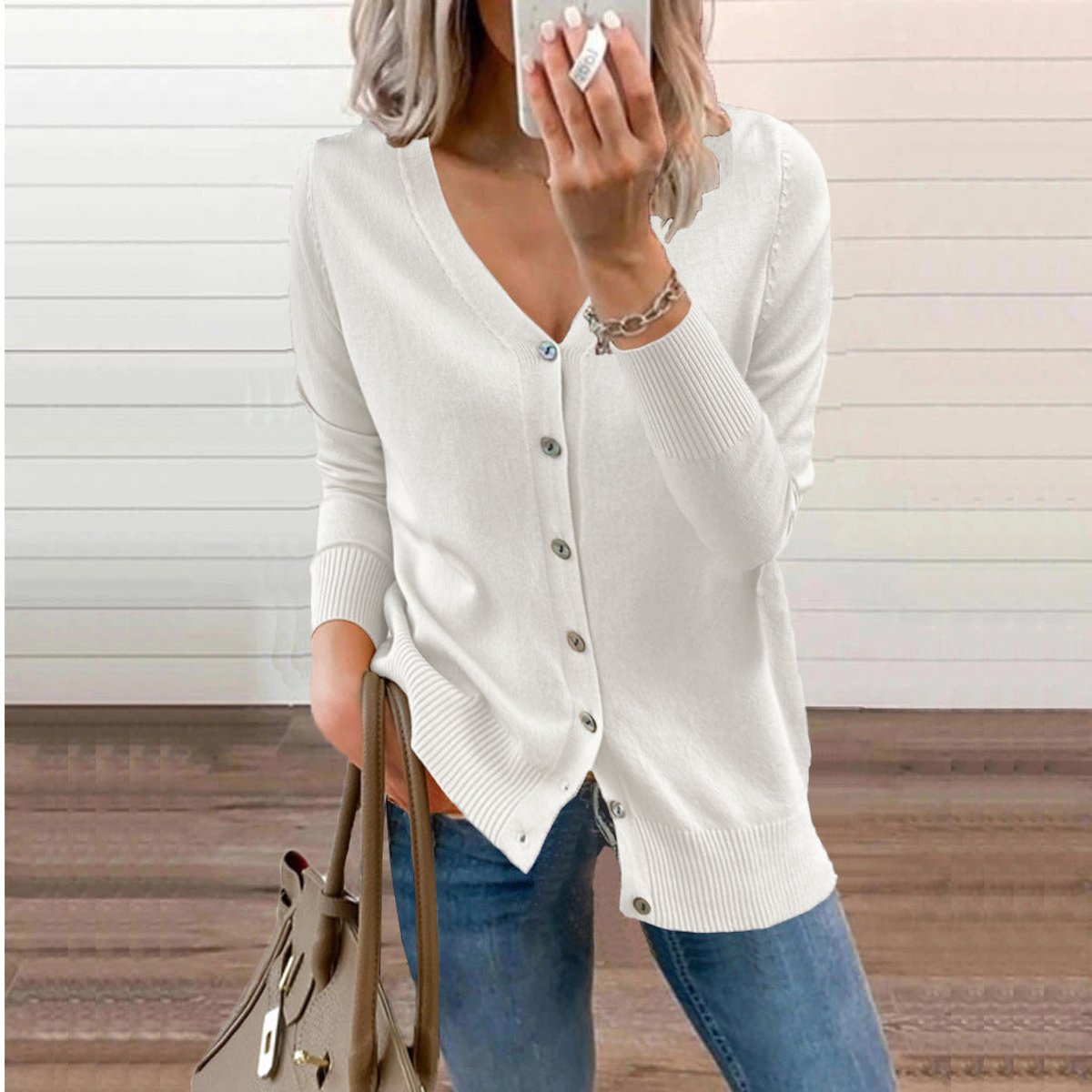 Sienna | Women's V-Neck Button-Front Knit Cardigan