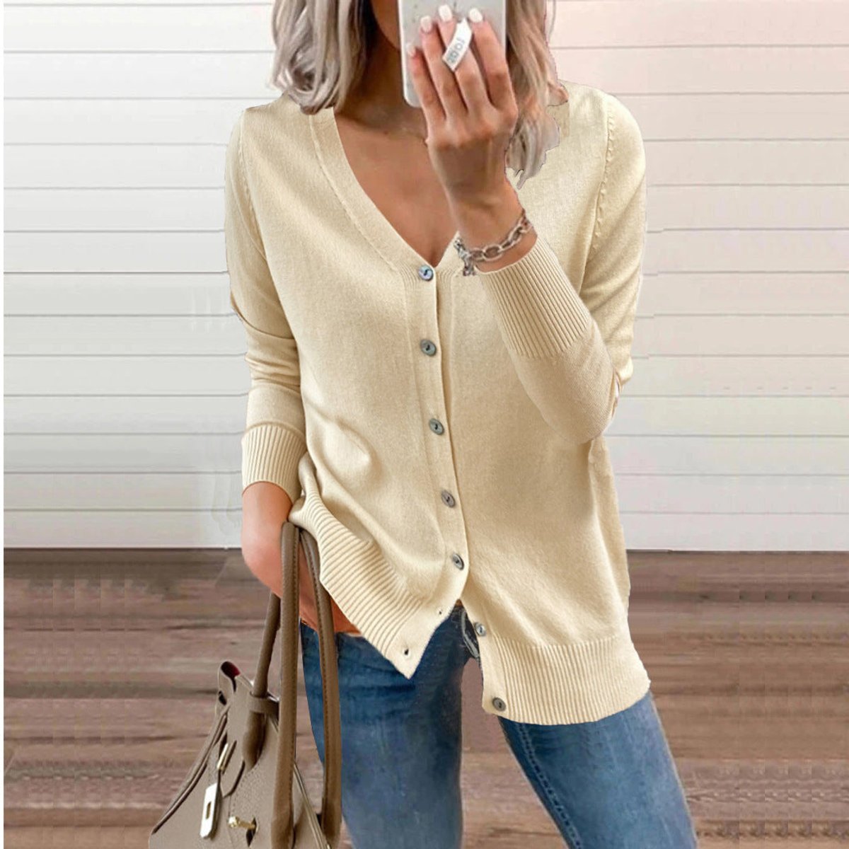 Sienna | Women's V-Neck Button-Front Knit Cardigan