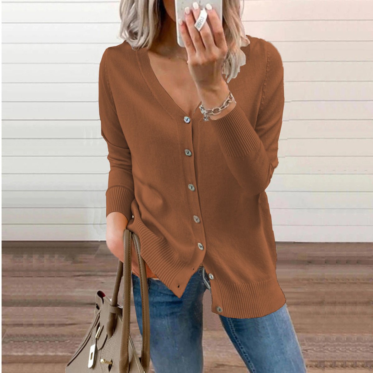 Sienna | Women's V-Neck Button-Front Knit Cardigan