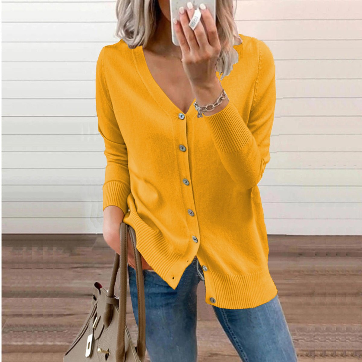 Sienna | Women's V-Neck Button-Front Knit Cardigan