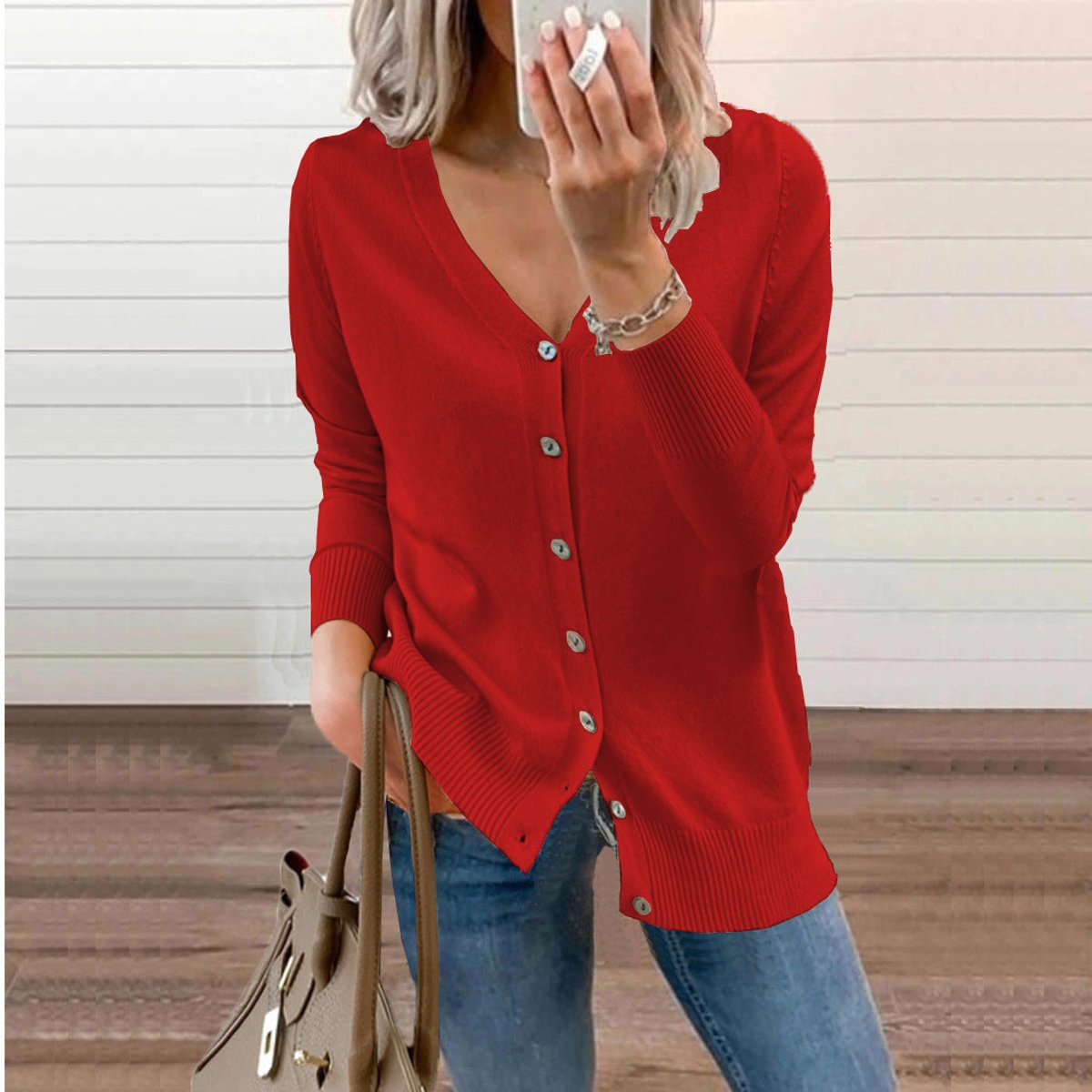 Sienna | Women's V-Neck Button-Front Knit Cardigan