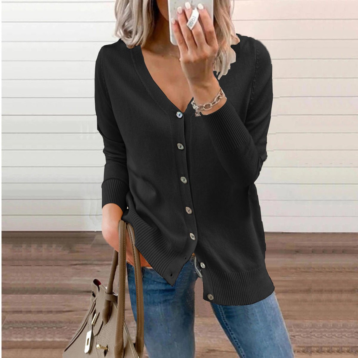 Sienna | Women's V-Neck Button-Front Knit Cardigan