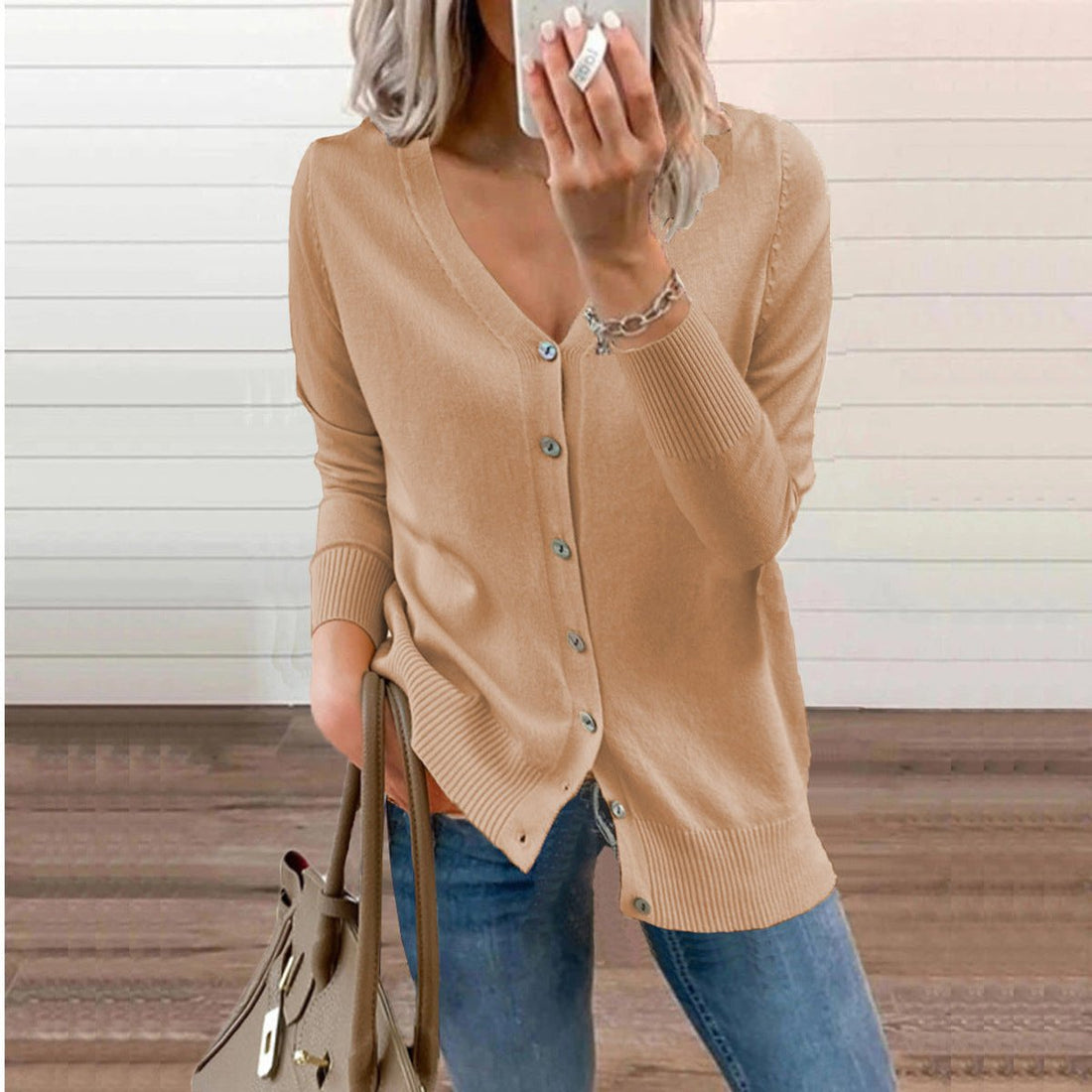 Sienna | Women's V-Neck Button-Front Knit Cardigan