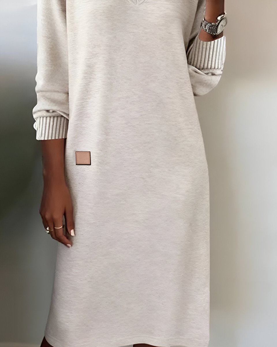 Lily | Women's V-Neck Long Sleeve Relaxed Midi Formal Dress