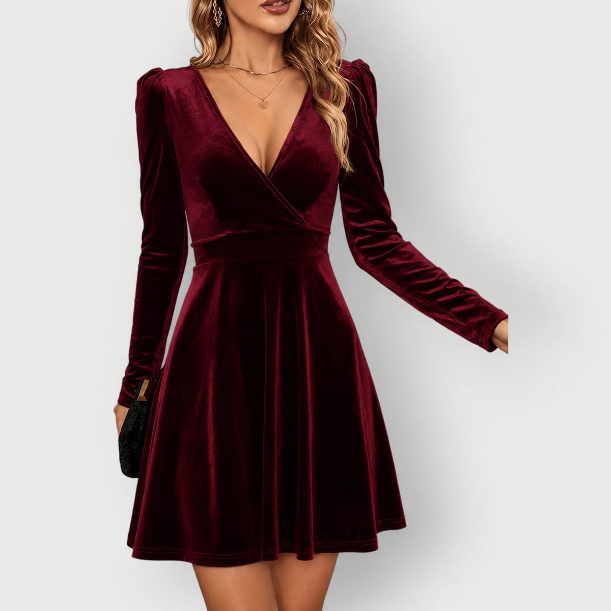 Ivy | Women's Velvet Long Sleeve Mini Dress