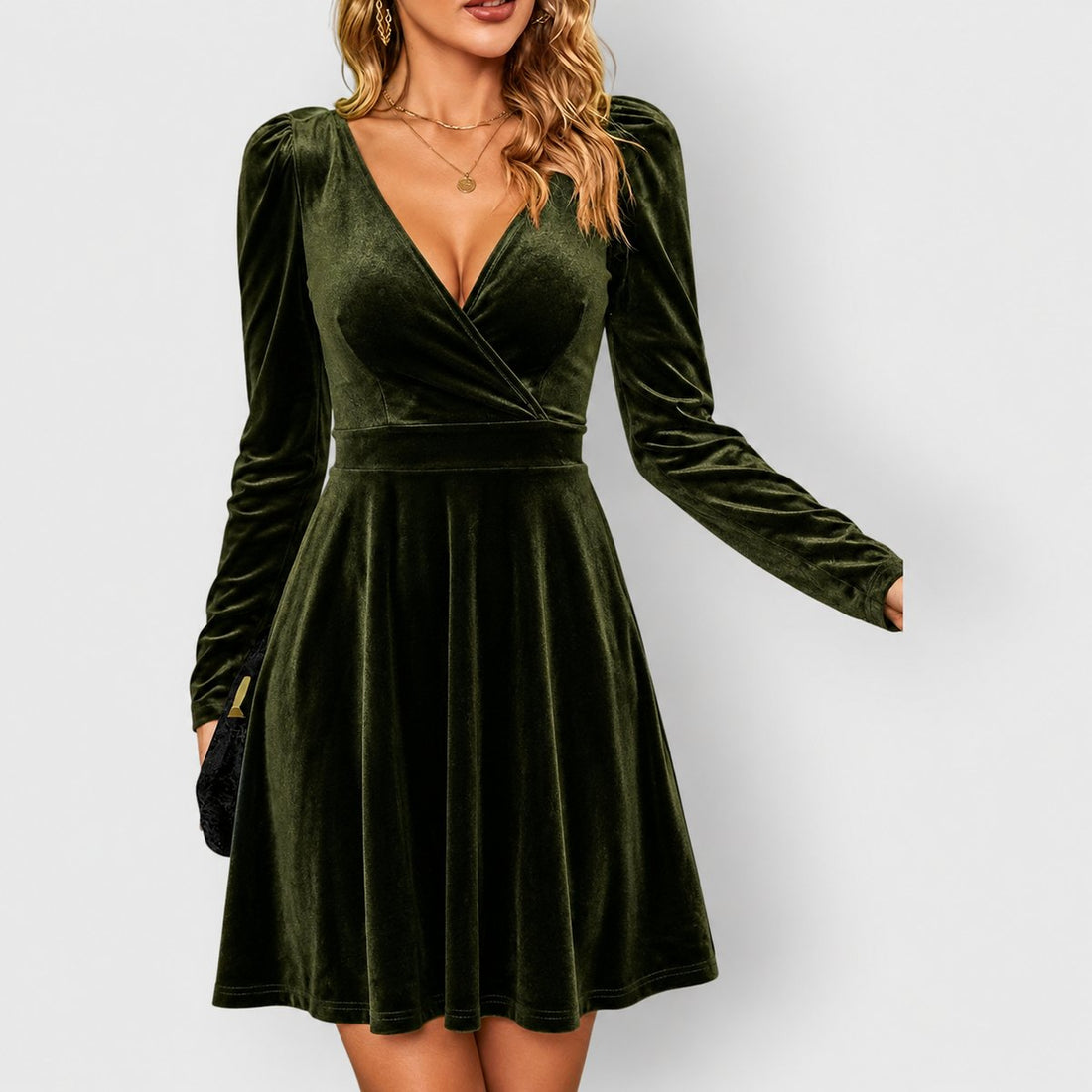 Ivy | Women's Velvet Long Sleeve Mini Dress