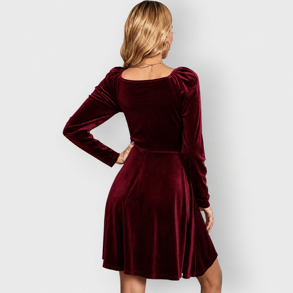 Ivy | Women's Velvet Long Sleeve Mini Dress